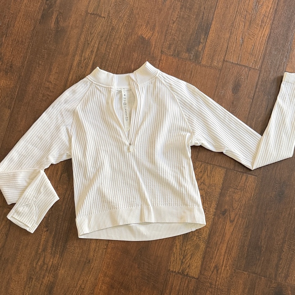 Lululemon Cream Ribbed Blouse